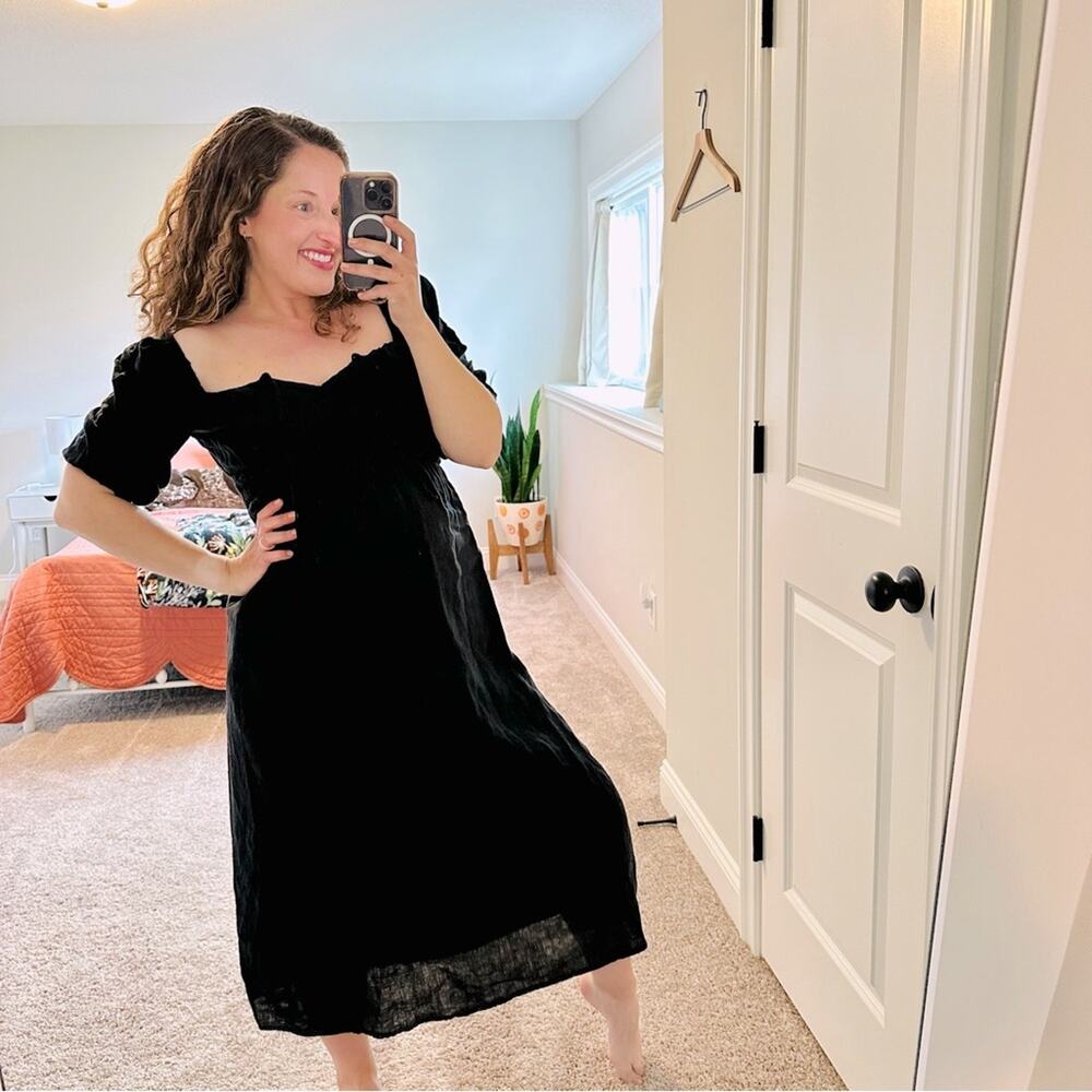 Tuckernuck Faithfull The Brand Black Linen Black Puff Sleeve Maxi Dress 4